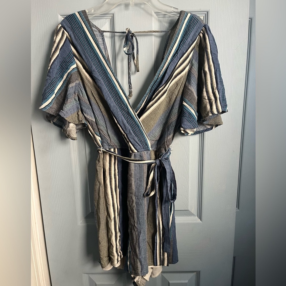 Francesca’s Collections Trixxi Blue Striped Romper